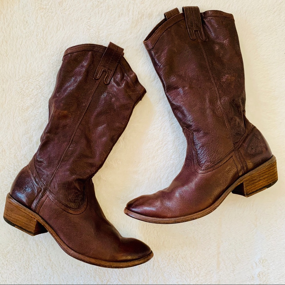 Frye slouch soft leather cowboy boots